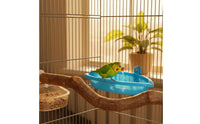 Multifunctional Bird Bath Basin with Mirror Easy to Clean Parrot Bath Tray Safe Plastic Bird Bathtub for Parrots, Budgies