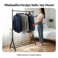 Minimalist Design unobstructedstanding Clothes with Shelf Multi-Purpose Garment Rack Space-Saving Clothing Stand Easy Assembly for Homeowners, Families, Bedroom, Balcony, Entryway, Laundry Room
