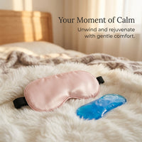 Cooling Gel Eye with Ice for Sleeping, Light Blocking Cover for Adults Travel, Adjustable Strap Zero Pressure Design, Imitation Material