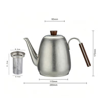 Teapot with Infuser Tapered Spout Tea Pot with Infuser Brushed for Home Kitchen