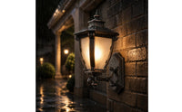 Outdoor Wall Lamp Ornate Backplate Metal Wall Lantern Standard Medium Screw Base Bulb Compatible Porch Light