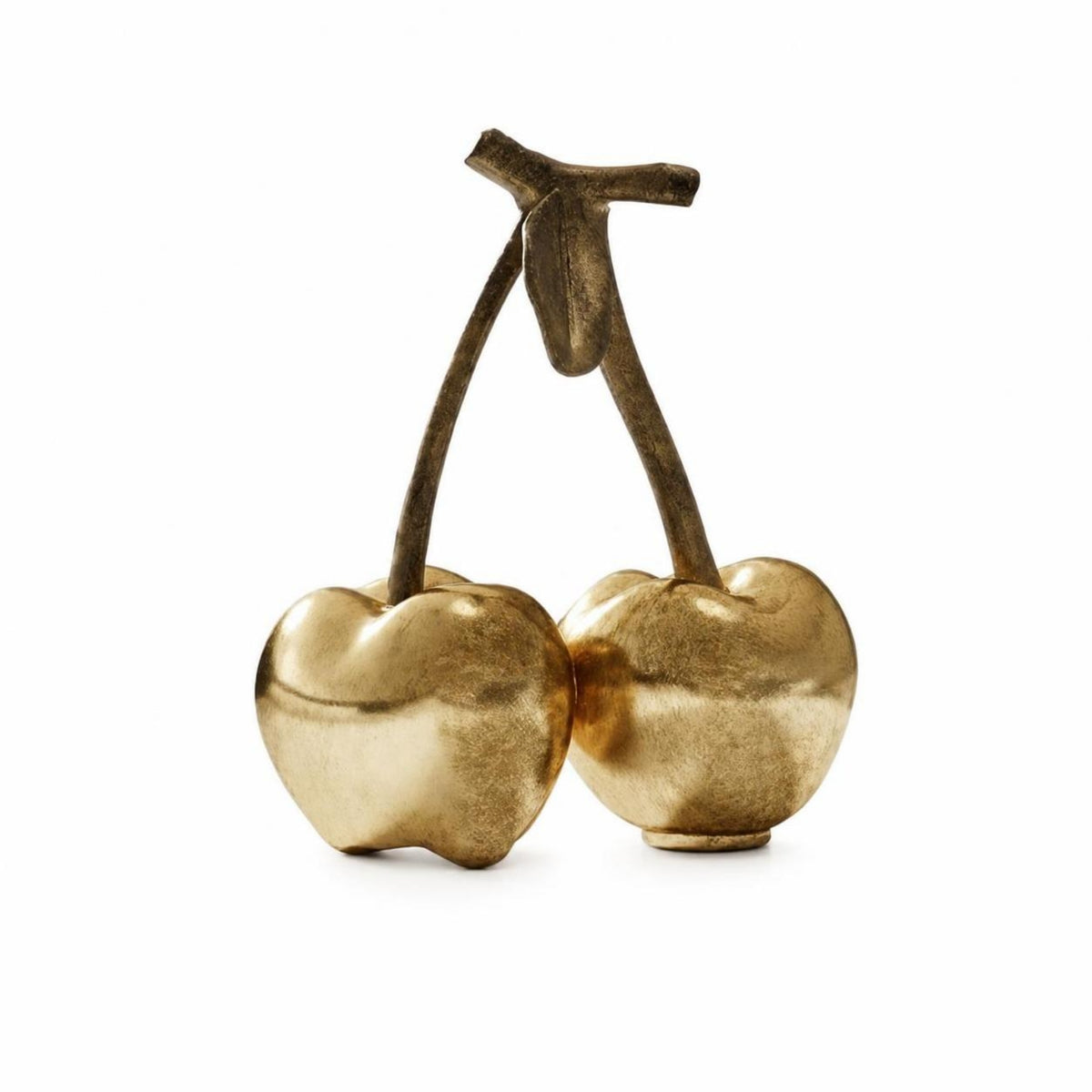 Metal Cherry with Leaf Lustrous Metal Cherry Ornament Whimsical Decoration for Bookshelf