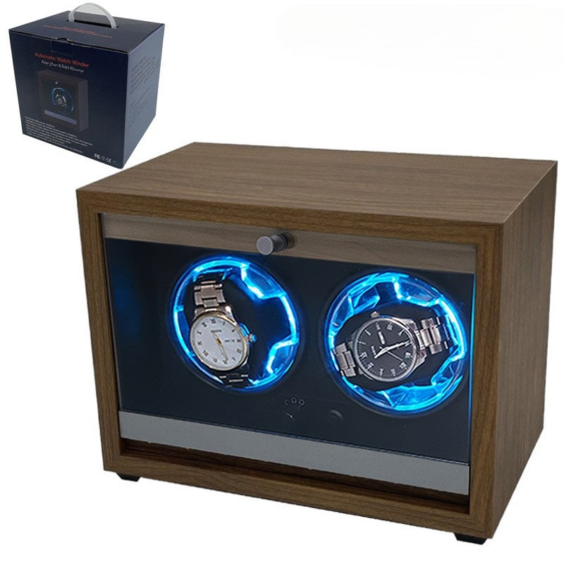 Automatic Watch Winder for 2 Watches with Lid-Open Stop and Ambient Light