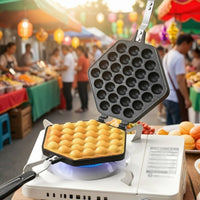 Egg Waffle Pan with Handle Stovetop Egg Waffle Pan Cookware Non-Stick Manual for Home Bakers