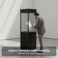 Aluminum Alloy Frame Glass Display Case Adjustable Shelves Glass Door Display Case Multi-Purpose Freestanding Curio Cabinet Easy to Assemble for Exhibitors, Museum Personnel, Exhibition, Retail Shop, Living Room, Home Office