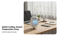 Rechargeable Humidifier Fan with Night Light 90° Oscillation Mini Misting Fan 3-Speed Control for Students, Adults, Desktop, Travel, Bedroom