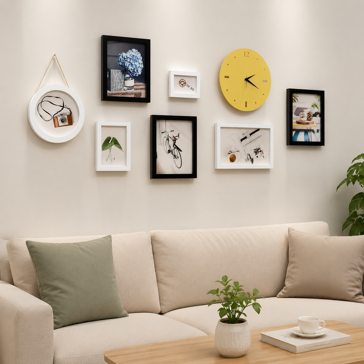 Plastic Picture Frame, Photo Frame, Photo Frame. Stylish Wall Decor, Compatible with Multiple Irregular Sizes (5/7/10 inches). For Newlyweds' Living Room Interior.