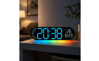 LED Clock with Ambient Light Large Display Digital Wall Clock Bright for Bedroom