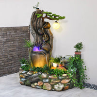 Humidifier Function Rockery Water Feature with Lights Natural Design Feng Shui Water Fountain Mist Generator LED Waterfall Fountain Easy Assembly for Business Owners, Living Room, Office, Entryway, Patio
