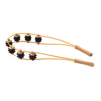 Manual Back Massager with Rollers and Rope Handheld Pull Back Massager Deep Tissue Wood Wellness Massage Tool Easy to Use for Office Workers, Athletes, Home, Gym