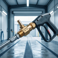 Brass Injector Nozzle with Barbed Outlet Threaded Foam Injector Compact Foam Nozzle for Pressure Washer, Car Wash