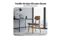 Padded Seat Upholstered Wood Frame Chair Modern Minimalist Design Upholstered Wooden Chair Japanese aesthetic Seating Furniture Ergonomic spine supportrest for Interior Decorators, Homeowners, Families, Dining Room, Home Office, Kitchen, Restaurant