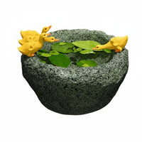 Duck Figurine Planter Creative Design Faux Stone Duck Pot Anti-Slip Bottom Garden Decoration for Balcony, Desktop
