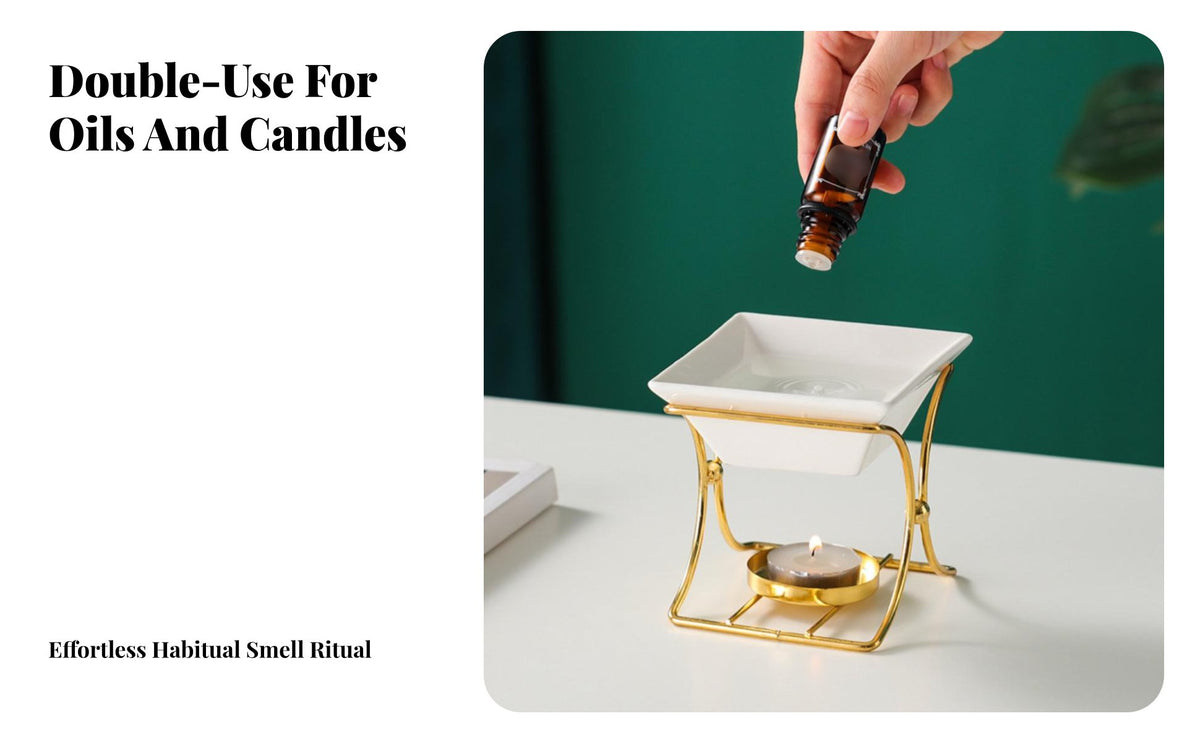 Tealight Oil Burner Decorative Essential Oil Burner Candle Dispenser Easy to Clean Ceramic Scented Liquefy Warmer for Spa