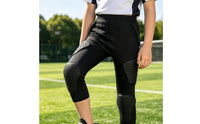 Knee Guard Pants Wide Elastic Waistband Compression Tights with Knee Pads Easy to Clean Children's Anti-Collision Pants for Kids, Football