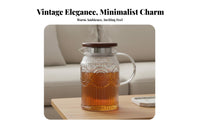 Large Capacity Heat Resistant Glass Tea Set Easy to Clean Glass Pitcher and Cup Set Elegant Design for Hosts, Adults, Home, Kitchen, Parties