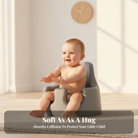 Portable Molded Floor Seat Eron-the-movenomic Design 2-in-1 Booster and Floor Seat Multi-Functional Infant Chair Stable Base for Infants, Toddlers, Parents, Mealtime, Travel, at the Dining Table, playful activities