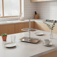 2 Tier Cake Stand Effortlessly to Clean Two Tier Serving Tray Modern Cake Stand with Handle