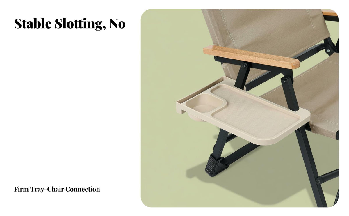 Folding Chair Side Tray Mobile Device Slot Chair Armrest Tray Easy to Install for Campers, Outdoor Enthusiasts, Picnic, Beach, Fishing