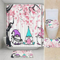 4 Pcs Washroom Decor Set Digital Print Washroom Curtain Set with Mats Includes Hooks Home Textiles for Renters, Adults, Washroom, Apartment