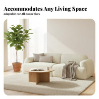 Nordic aesthetic Curved 3-Seater Couch Minimalist Design Curved bonelessdesign Settee Teddy Fleece Texture Living Room Furniture Soft Textured Fabric for Apartment Dwellers, Families, Homeowners, Lounge Area, Bedroom