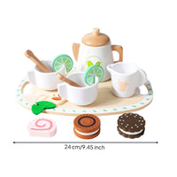 Wooden Tea Set Child Centered Toy Tea Set with Tray Educational for Kids, Playroom