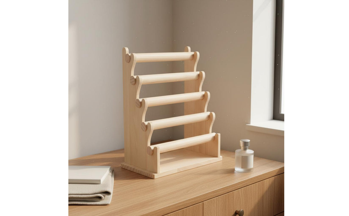 Wood Jewelry Display Stand Multi-Tier Bracelet Organizer for Countertop and Bedside Table