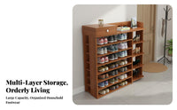 Multi-Layer Shoe Rack Space Saving Multi-Tier Shoe Storage Unit Wood Grain Finish for Families, Homeowners, Hallway, Bedroom, Living Room