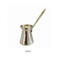 Perforated Handle Turkish Coffee Pot Flared Rim Metal Turkish Coffee Pot Tapered Body Briki Silver-Toned