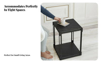 Nordic design Square Accent Table Sintered Stone Top Nightstand Minimalist Design Water Dispenser Stand Multi-Functional for Apartment Dwellers, Homeowners, Students, Living Room, Bedroom, Office