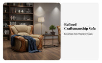 Wood Frame Leather Sofa New Chinese design Living Room Furniture Top-Grain Cowhide Couch for Luxury Shoppers, Homeowners, Villa, Large Apartment, Study