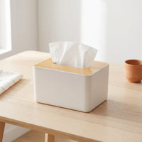 Office Desk Tissue Box for Desk Storage and Home Office, Modern Minimalist Style Box of Tissues, Polypropylene Material for Facial Tissue, White