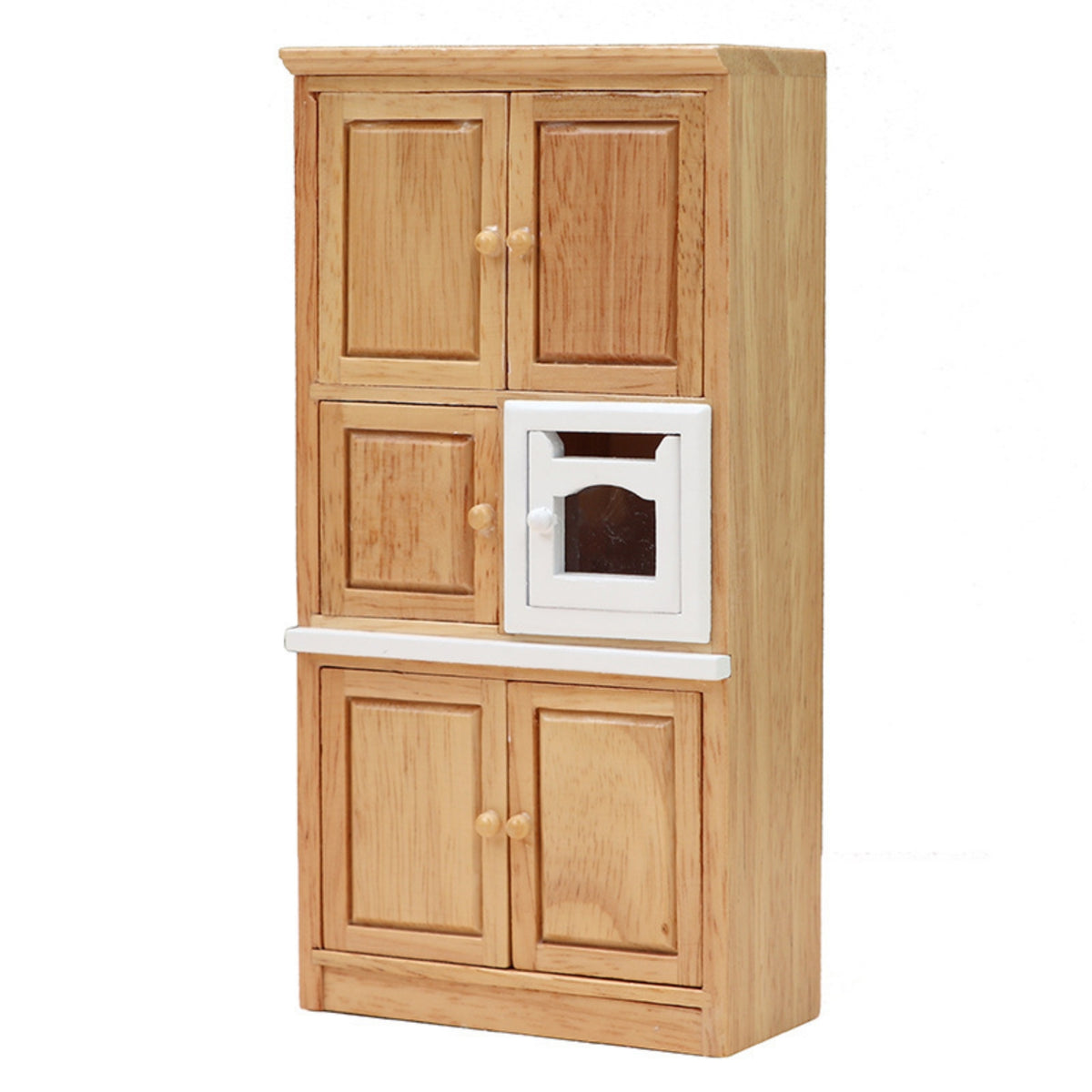 Dollhouse Cupboard with Oven Wooden Miniature Kitchen Cabinet Realistic