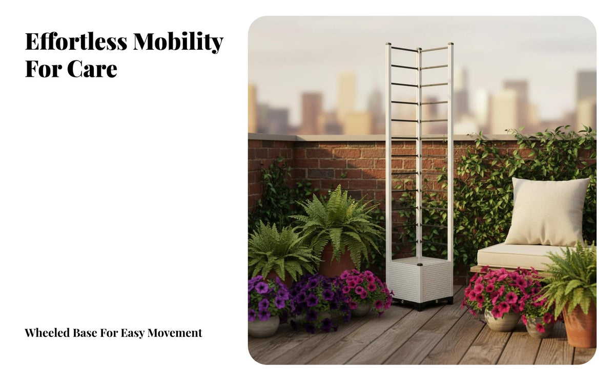 Space Saving Vertical Garden Planter Easy Assembly Planter Box with Trellis Weather Resistant Mobile Plant Stand Integrated Design for Patio & Balcony Gardeners, Apartment Dwellers, DIY Enthusiasts, Living Room, Indoor Areas, Backyard, Deck