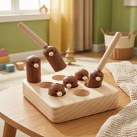 Hand-Eye Coordination Whack-Arodent Toy Motor-Skill Pounding Toy Solid-Wood Learning for Toddlers, Young Children, Home Play