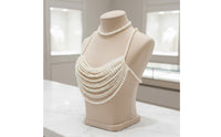 Bridal Pearl Body Chain Layered Pearl Shoulder Chain Beaded Chest Harness Elegant for Performers