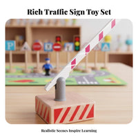 Early Education Wooden Traffic Sign Toy Set Educational Traffic Learning Toy Set Long-Lasting Wood Construction for Preschool, Classroom