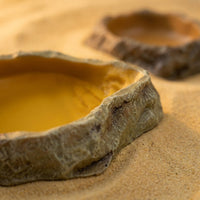 Textured Tortoise Water Bowl and Tortoise Water Dish, Resin Reptile Basin for Reptiles and Snakes, Smooth Rims and Easy to Clean Resin Finish