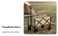 Foldable Camping Wagon Space-Saving Foldable Outdoor Utility Cart Large Capacity Foldable Wagon Cart for Campers, Beach Goers, Picnic, Gardening