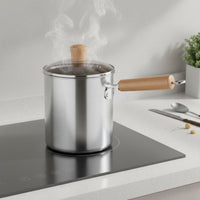 Small Household Deep Fryer Pot Wooden Handle Deep Frying Pot Easy to Clean Cookware for Home Kitchen