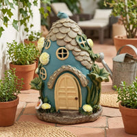Solar House Lighting Fixture Shingled Roof Vine-Covered House Easy to Install Garden Figurine