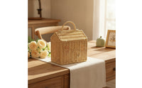 House-Shaped Basket Handwoven Wicker Storage Basket Hand-Woven Decorative for Gift Presentation, Shelf