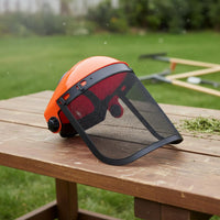 Adjustable Headband Brush Cutter Helmet Flip-up Visor Mesh Face Guard Shock Resistant Lawn Mower Face Guard Debris Protection for Landscapers, Gardeners, Landscaping, Outdoor