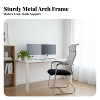 Wheeless Design High-Back Sled Base Chair Ergonomic Support Office Furniture Stable Construction Heavy Duty Frame for Conference Attendees, Students, Big and Tall Users, Reception Area, Waiting Room