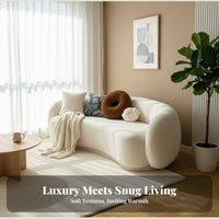 Curved Boucle Sofa Modern Design Boucle Half-Moon Sofa Minimalist Design Couch for Apartment Dwellers, Young Adults, Lounge Area, Home Office, Bedroom