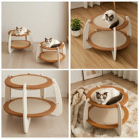 Double-Sided Two-Level Cat Bed Sturdy Cat Bed with Woven Platforms Soft Pet Furniture Resilient for Apartments