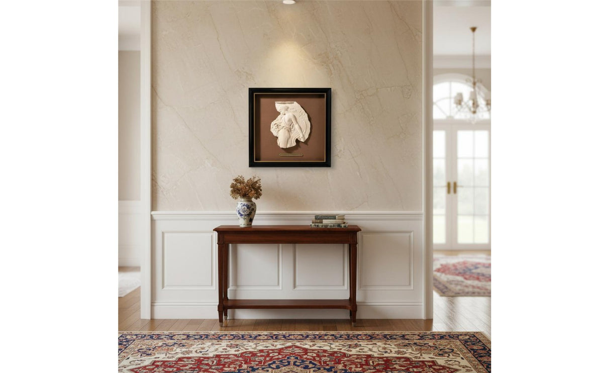 French Style Relief Wall Sculptural Raised Design Framed Sculpture Art Sandstone Finish Vintage Wall Plaque for Entryway