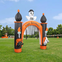 Inflatable Archway with Skeleton Outdoor Halloween Archway Giant Arch Decoration for Party Hosts, Yard