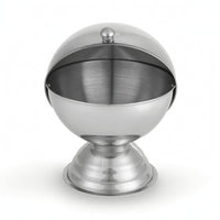 Silver-Toned Stainless Steel Storage Jar Round Jar with Flip-Top Lid Sturdy Spherical Storage Container Modern for Countertop