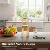 Spill-Proof-Spill-Proof-Less Spout Glass Water Pitcher Fridge Friendly Glass Pitcher with Lid Nordic Design for Families, Homeowners, Home